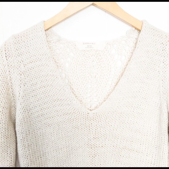 Zara Knit Cream Pointelle Sweater - Picture 2 of 10